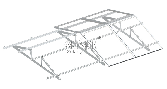 Aluminum 6005-T5 solar tripod for flat roof installation